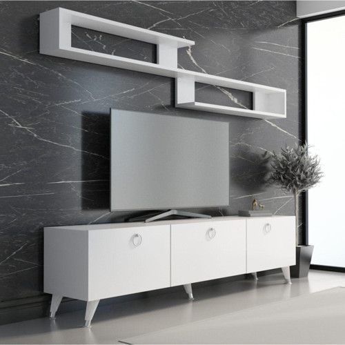 Liya Tv Ünitesi 150 Cm Beyaz Gümüş