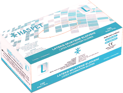 Lateks Muayene Eldiveni 100'lü L Büyük Boy Pudralı Beyaz