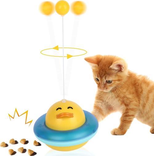 360° Dönen Kedi Oyuncağı – Ördek Şekilli İnteraktif Atıştırmalık Dispenseri, Kedi Eğitici Oyuncak