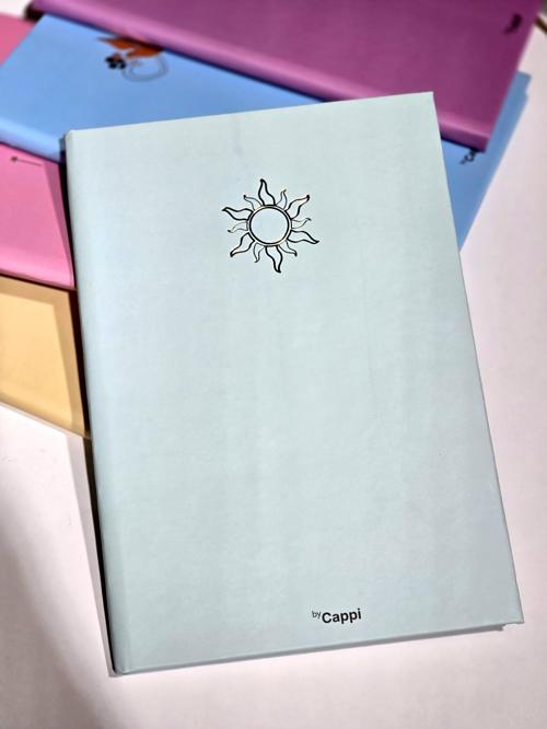 Bycappi Mint yeşil Güneş Desenli Yazılı A4 160 Yaprak Çizgili Not Defteri