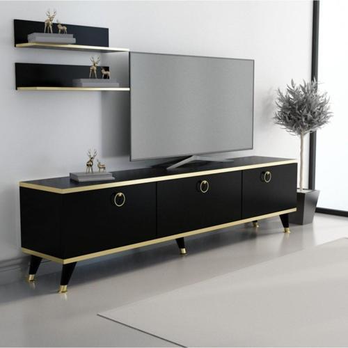 Siyah Altın Life Gold Tv Ünitesi 210 Cm Z3002