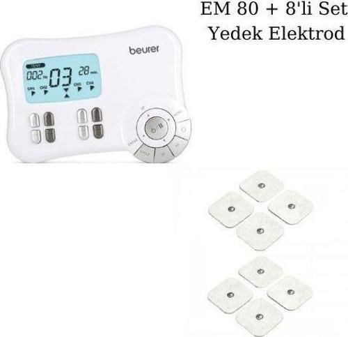 EM 80 Kaslar için Terapi Masaj EMS Cihazı ve 8'li Set Yedek Elektrodlar