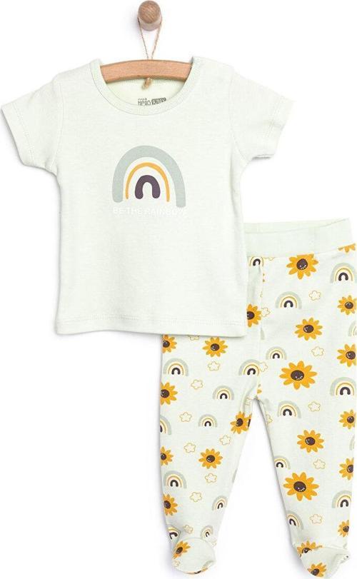 HelloBaby Çiçek Baskılı Yenidoğan Kız Tshirt-Patikli Alt Kız Bebek