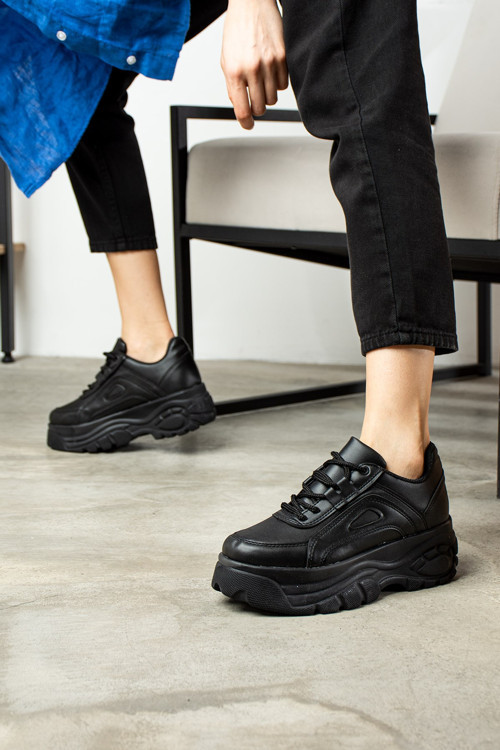Günlük Kadın Spor Ayakkabı Yüksek Taban 6 Cm Sneaker Siyah - Beyaz - Bej - Rugan - Süet 001