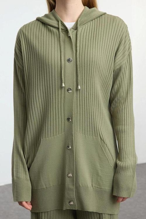 Tarz Kadın Modern Moda Normal Bel Geniş Paça Kapüşonlu Kapüşonlu Oversize Triko Alt-Üst Takım