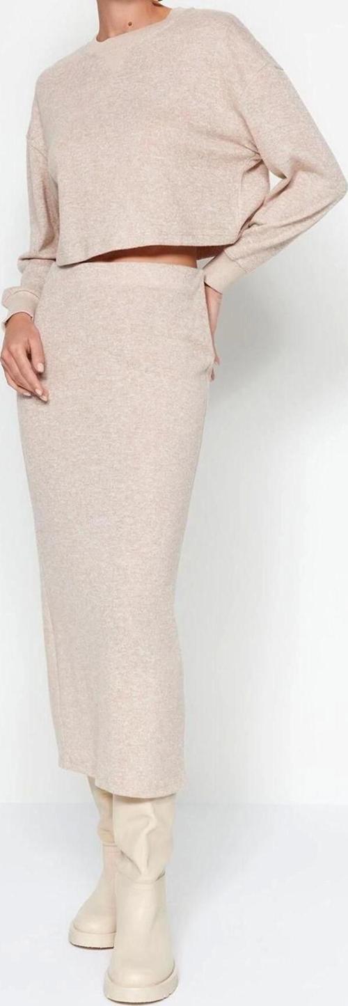 Tarz Kadın Modern Moda Normal Bel Boru Paça Bisiklet Yaka Yumoş Kumaşlı Örme Alt-Üst Takım