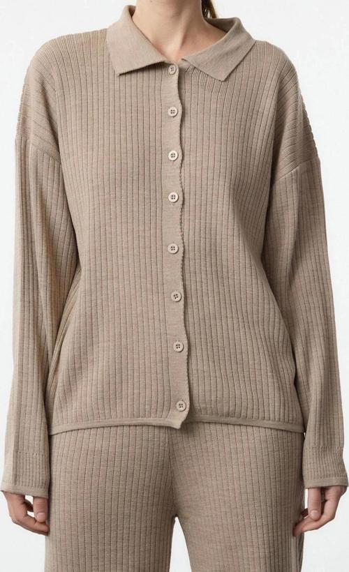Tarz Kadın Modern Moda Normal Bel Boru Paça Polo Yaka Basic Polo Yaka Triko Alt-Üst Takım