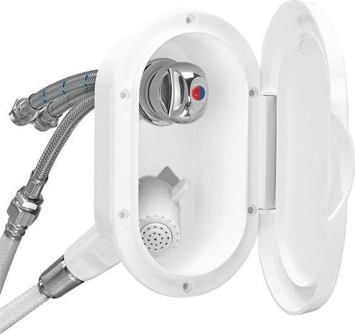 Case w/Wh.Shower, Mixer Tap, 3m Hose, w/Lid, White