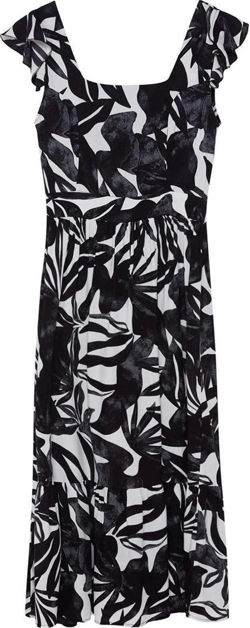 Moda Regular Casual Günlük Shally Dokuma Kare Yaka Kolsuz Kol A-Line Midi Boy Elbise