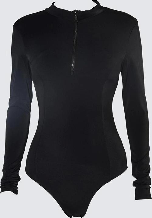 Kadın Moda Kapsız Uzun Brief Yaka Fuşya Sırt Dekolteli Uzun Kollu Regular Sörf Mayosu