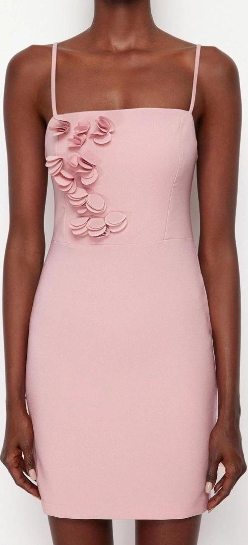 Moda Fit Mezuniyet Balo Finike Dokuma Kare Yaka Askılı Kol Bodycone Mini Boy Elbise