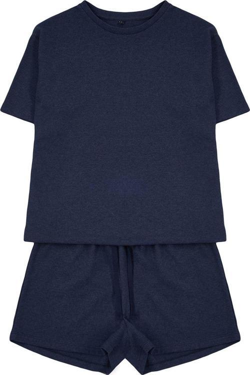 Tarz Rahat Kısa Kollu Boru Paça Waffle Kumaş Örme Pijama Takımı
