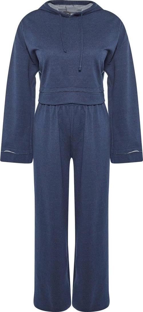 Tarz Rahat Uzun Kollu Geniş Paça Geniş Kalıp Örme Pijama Takımı