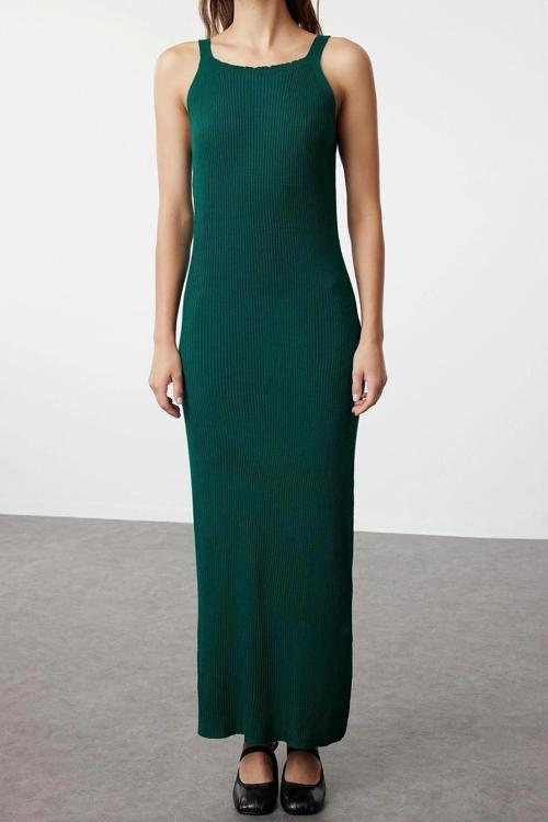 Moda Triko Düz Casual Günlük Fitilli Örgü Triko Hırka Elbise Takım