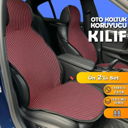 Ford Focus Uyumlu Koltuk Kılıfı Minder Çizgili Siyah Kırmızı 2+1 Ön Arka Set