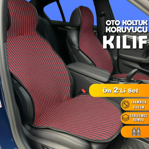 Renault Talisman Uyumlu Koltuk Kılıfı Minder Çizgili Siyah Kırmızı 2+1 Ön Arka Set