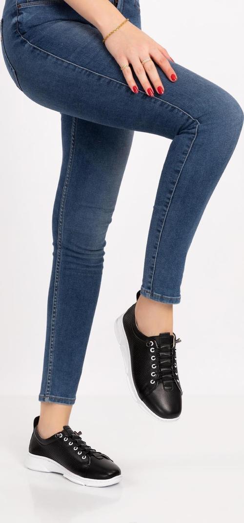 Artı-Artı031-0082 Kadın Hakiki Deri Ortopedik Siyah Sneaker Ayakkabı
