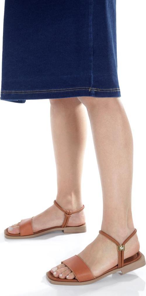 MİA028-3011 Hakiki Deri Kadın Günlük Konforlu TABA Tatil Sandalet