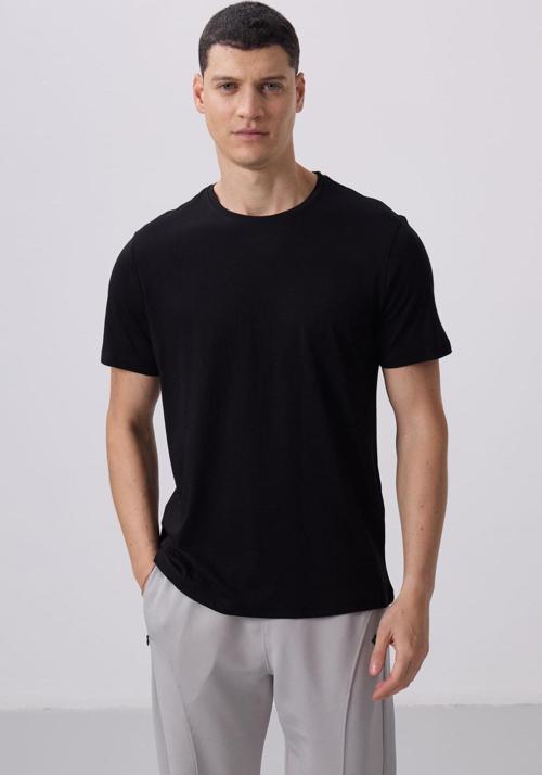 Siyah Erkek Basic Kısa Kol Standart Kalıp O Yaka T-shirt - 87911