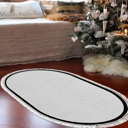 Kaymaz Taban Djt Banyo Mutfak Salon Halı Trend Saçaklı Oval Dokuma Desen E5001
