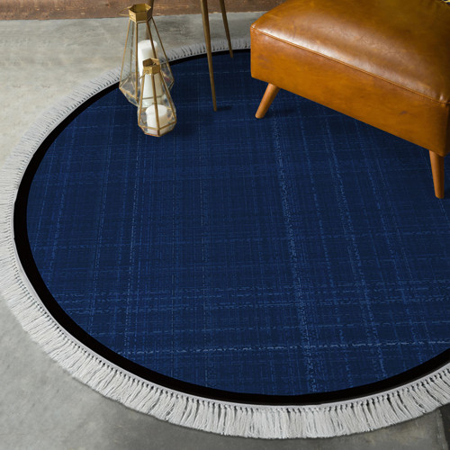 Kaymaz Taban Djt Banyo Mutfak Salon Halı Yıldız Deri Saçaklı Yuvarlak Dokuma Desen E5007