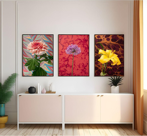 Modern Tarz Mdf Plastik Çerçeveli 3'Lu Dekoratif Tablo 55