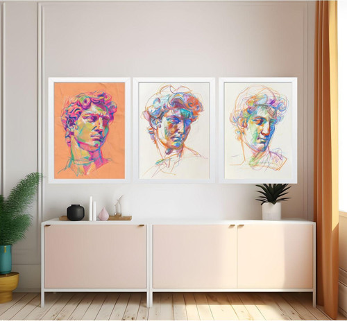 Modern Tarz Mdf Plastik Çerçeveli 3'Lu Dekoratif Tablo 143