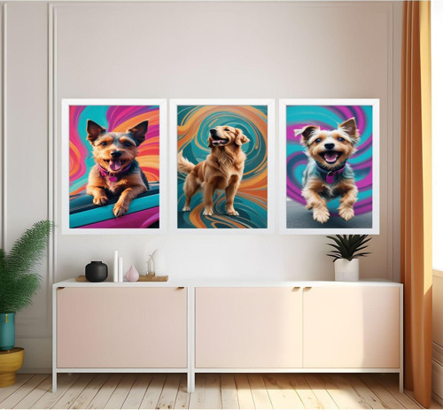Modern Tarz Mdf Plastik Çerçeveli 3'Lu Dekoratif Tablo 61
