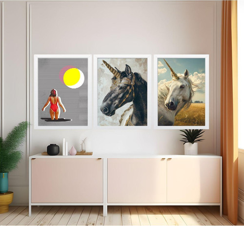 Modern Tarz Mdf Plastik Çerçeveli 3'Lu Dekoratif Tablo 27
