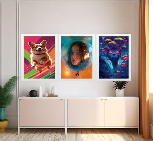 Modern Tarz Mdf Plastik Çerçeveli 3'Lu Dekoratif Tablo 60