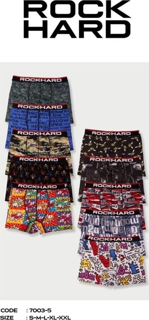 Koza Erkek Renkli 6'Lı Paket Rock Hard Desenli Boxer Çok Renkli S