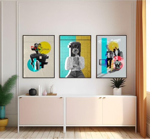 Modern Tarz Mdf Plastik Çerçeveli 3'Lu Dekoratif Tablo 29