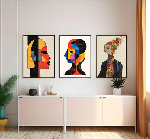 Modern Tarz Mdf Plastik Çerçeveli 3'Lu Dekoratif Tablo 138