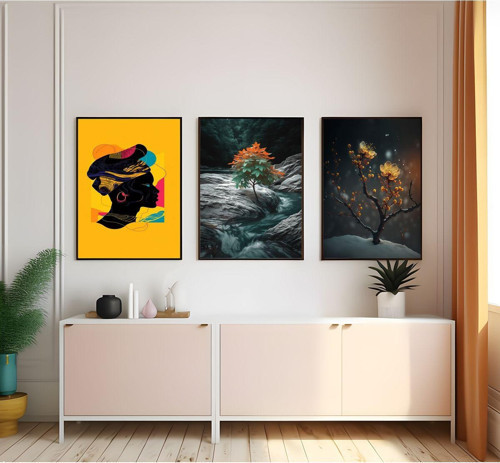 Modern Tarz Mdf Plastik Çerçeveli 3'Lu Dekoratif Tablo 147