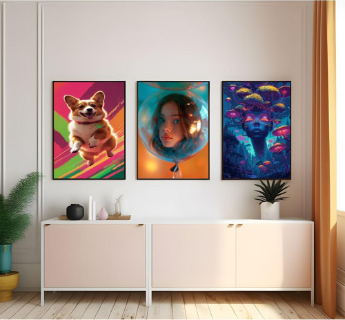 Modern Tarz Mdf Plastik Çerçeveli 3'Lu Dekoratif Tablo 60