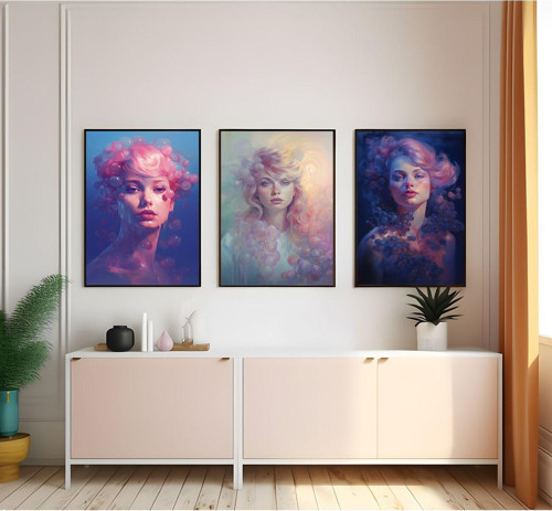 Modern Tarz Mdf Plastik Çerçeveli 3'Lu Dekoratif Tablo 43