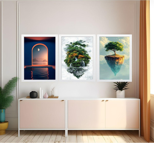 Modern Tarz Mdf Plastik Çerçeveli 3'Lu Dekoratif Tablo 150