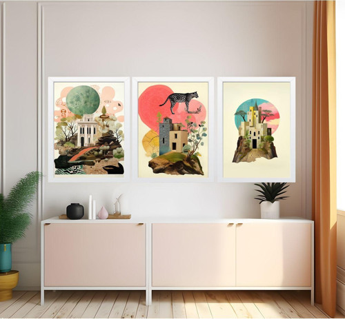 Modern Tarz Mdf Plastik Çerçeveli 3'Lu Dekoratif Tablo 106