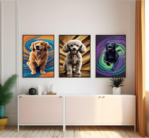 Modern Tarz Mdf Plastik Çerçeveli 3'Lu Dekoratif Tablo 63