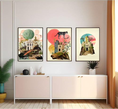 Modern Tarz Mdf Plastik Çerçeveli 3'Lu Dekoratif Tablo 106