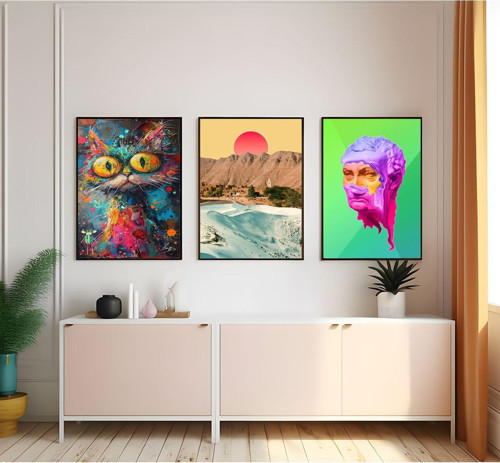 Modern Tarz Mdf Plastik Çerçeveli 3'Lu Dekoratif Tablo 39