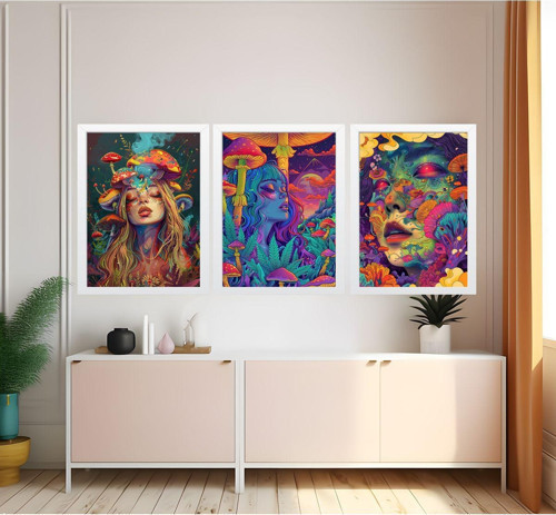 Modern Tarz Mdf Plastik Çerçeveli 3'Lu Dekoratif Tablo 88