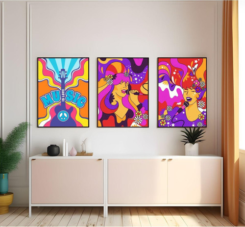 Modern Tarz Mdf Plastik Çerçeveli 3'Lu Dekoratif Tablo 174