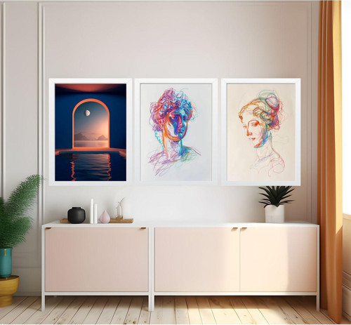 Modern Tarz Mdf Plastik Çerçeveli 3'Lu Dekoratif Tablo 149