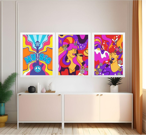 Modern Tarz Mdf Plastik Çerçeveli 3'Lu Dekoratif Tablo 174