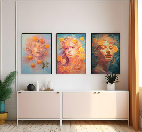 Modern Tarz Mdf Plastik Çerçeveli 3'Lu Dekoratif Tablo 49