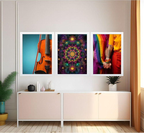 Modern Tarz Mdf Plastik Çerçeveli 3'Lu Dekoratif Tablo 129