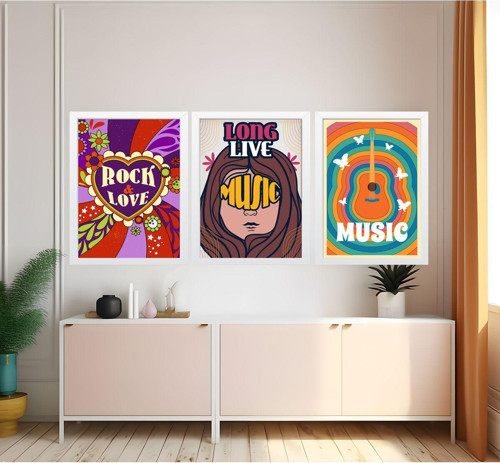 Modern Tarz Mdf Plastik Çerçeveli 3'Lu Dekoratif Tablo 201