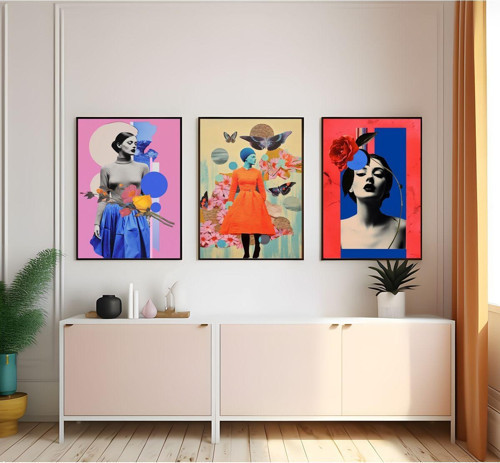 Modern Tarz Mdf Plastik Çerçeveli 3'Lu Dekoratif Tablo 11