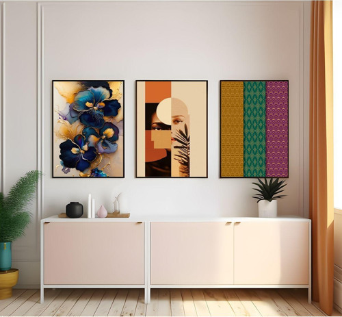 Modern Tarz Mdf Plastik Çerçeveli 3'Lu Dekoratif Tablo 17